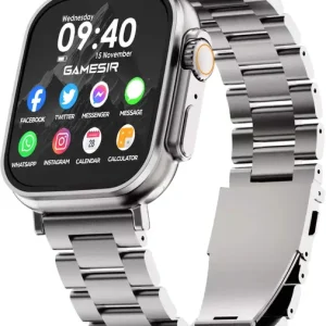 gamesir silver t800 ultra smartwatch stainless steel, bt calling, fitness & music smartwatch