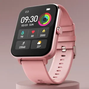 fire boltt ninja calling pro plus 46.5mm (1.83) display bluetooth calling, ai voice smartwatch (pink strap, free size)