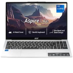 acer aspire lite, 13th gen, intel core i7 13620h processor, 16 gb ram, 512gb ssd, full hd ips, 15.6"/39.62 cm, windows 11 home, mso, pure silver, 1.70 kg, al15 52h, backlit keyboard, thin and light laptop