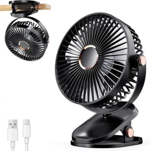 pagaly usb powered table fan compact, rechargeable adjustable personal fan high speed rechargeable table fan with led light, for home, kitchen, office usb