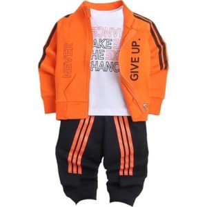 baby boys cotton printed t shirt, jacket and jogger set